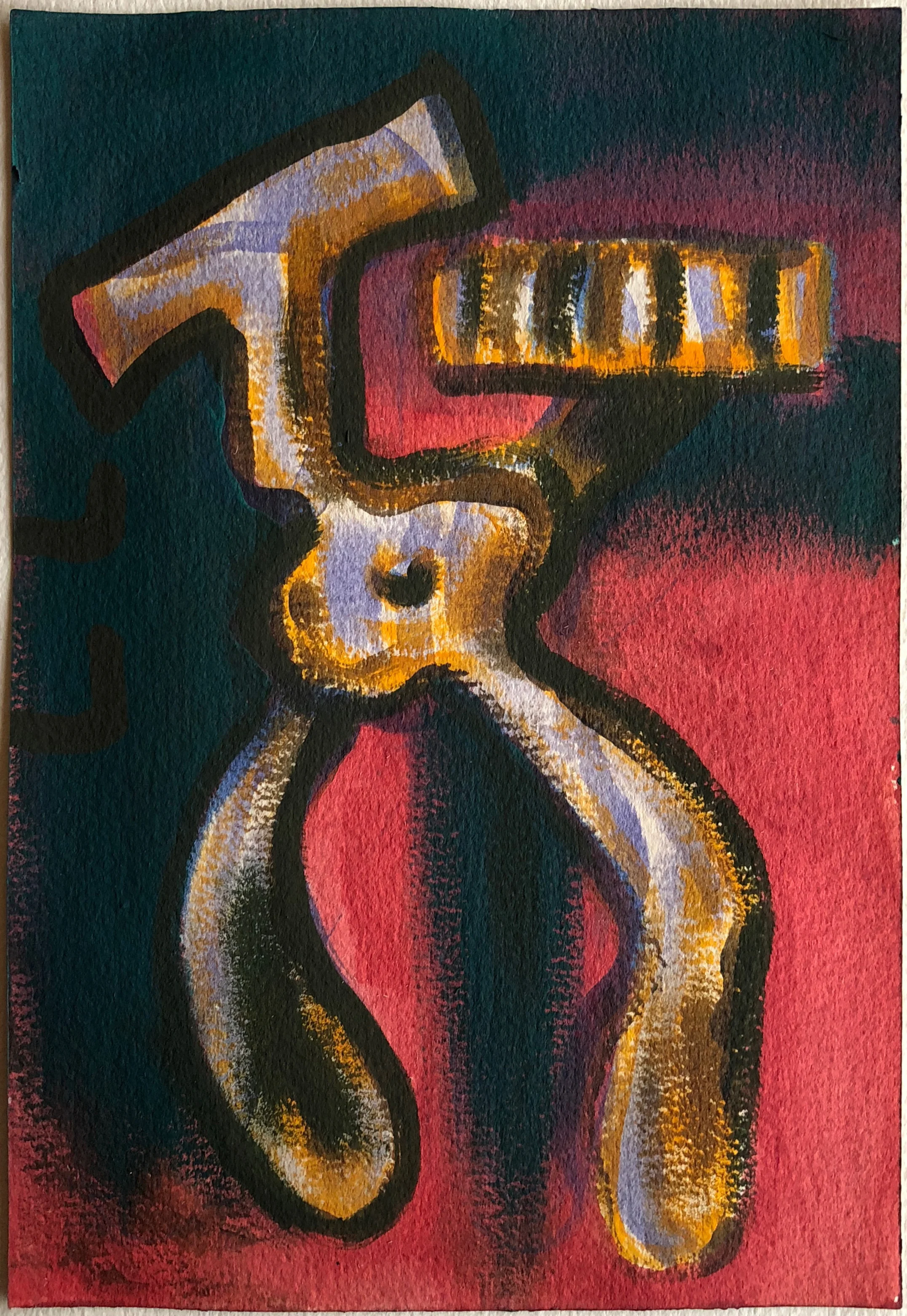 Tonsure, 2017 Pigment, egg tempera and acrylic polymer on watercolor paper, 10" x 7.5"