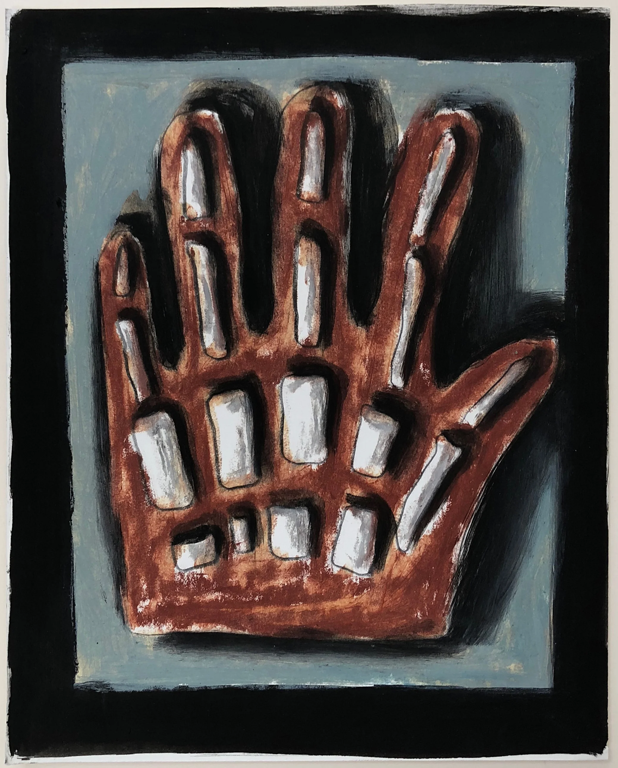 Lesson, 2012 India ink, oil stick, and turpentine on watercolor paper 10.5" x 8.25", (17.5" x 15" framed)