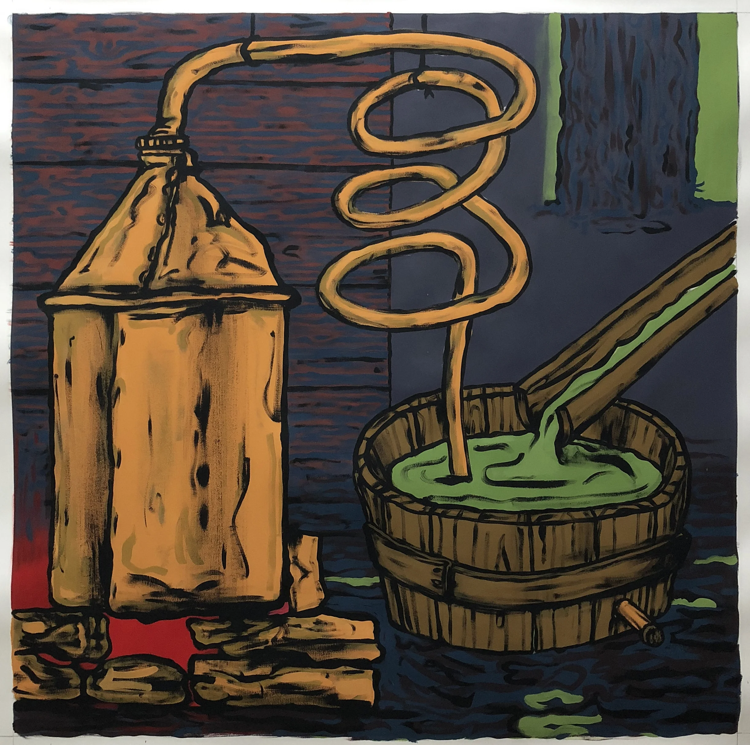 The Still, 2018 Aqua dispersion, tempera, and pigmented gesso on paper, 60" x 60"