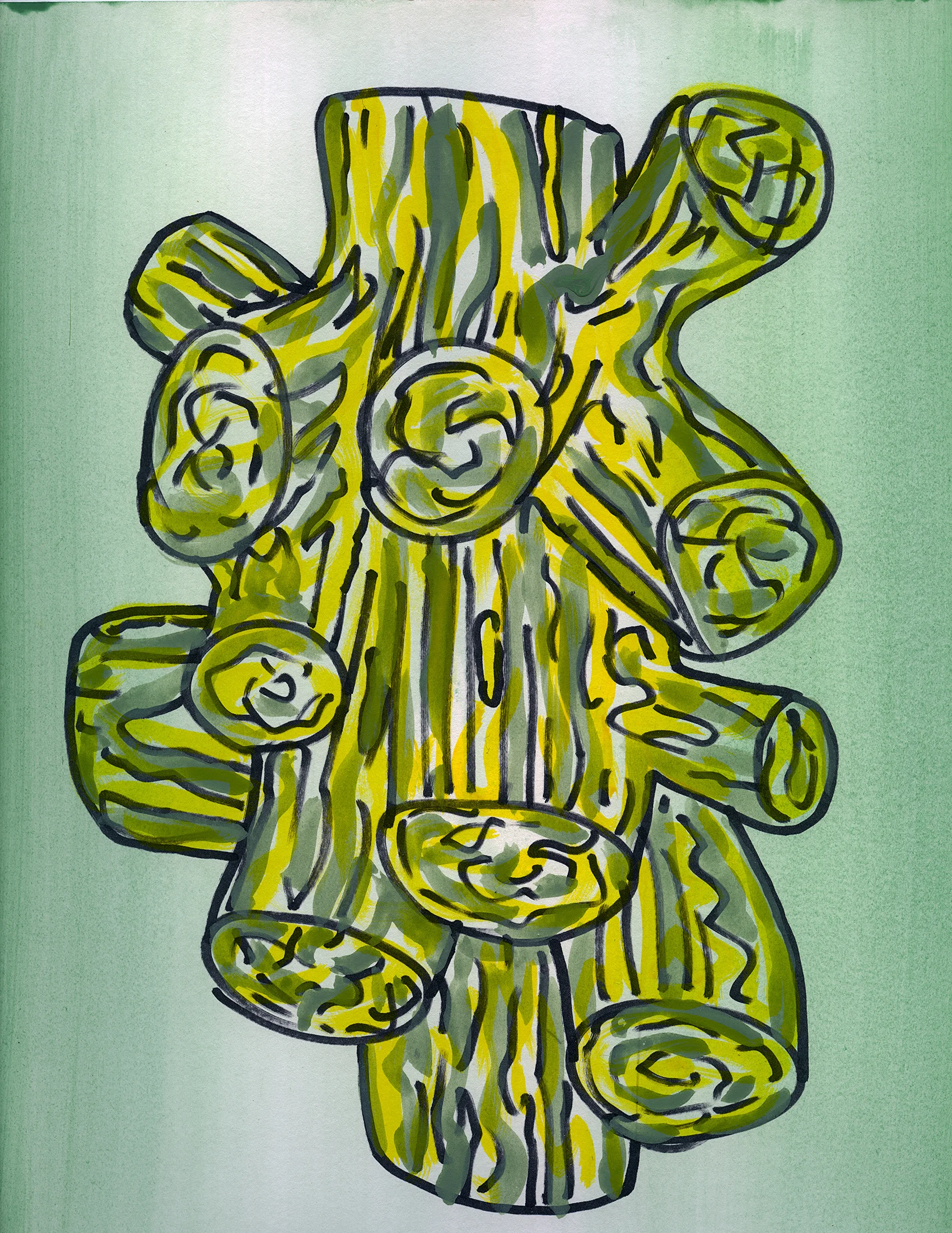Stream, 2018 Sharpie, watercolor, and acrylic polymer on watercolor paper, 12" x 9"