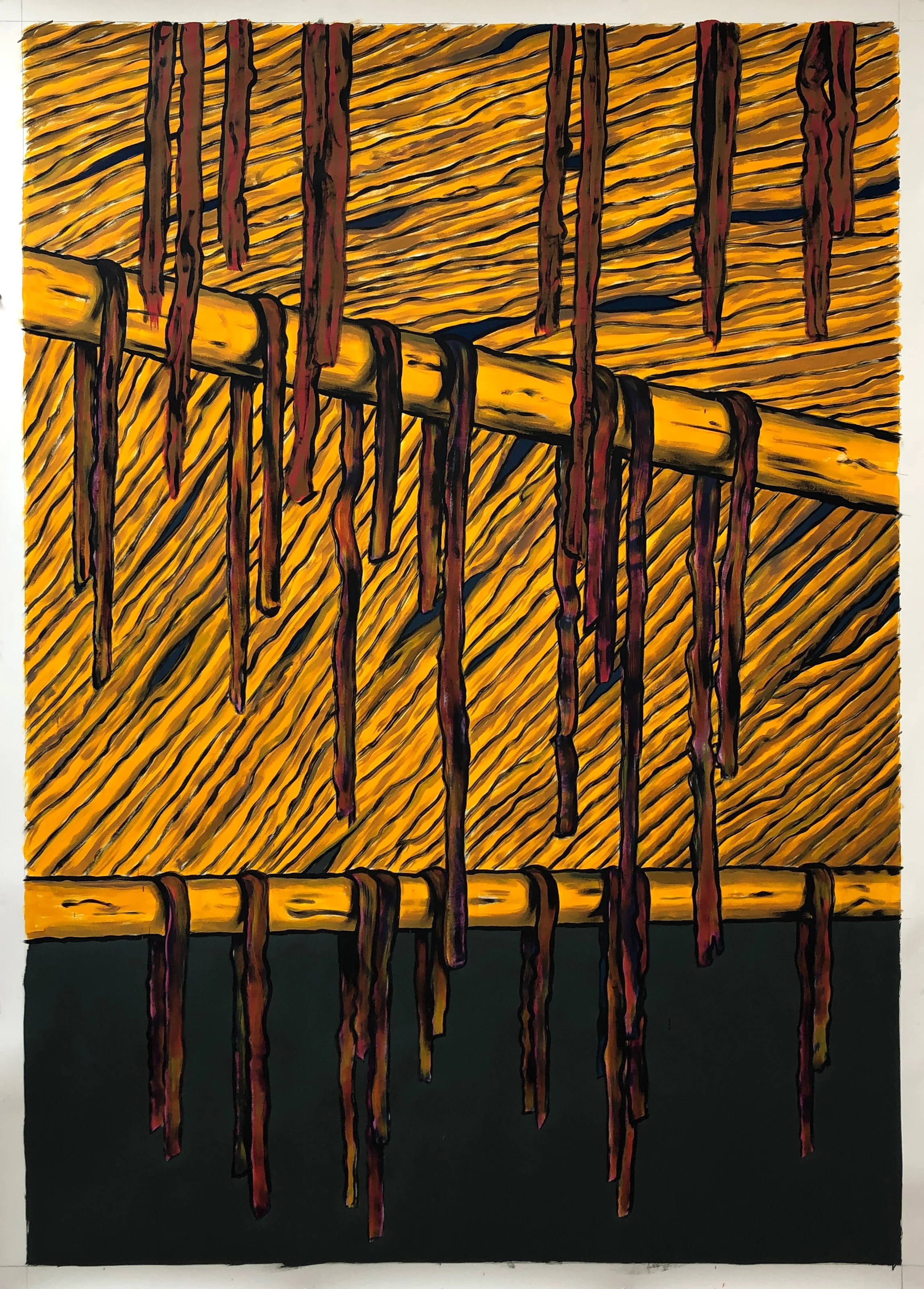 Utility, 2019 aqua-dispersion and gesso on paper, 84" x 60"