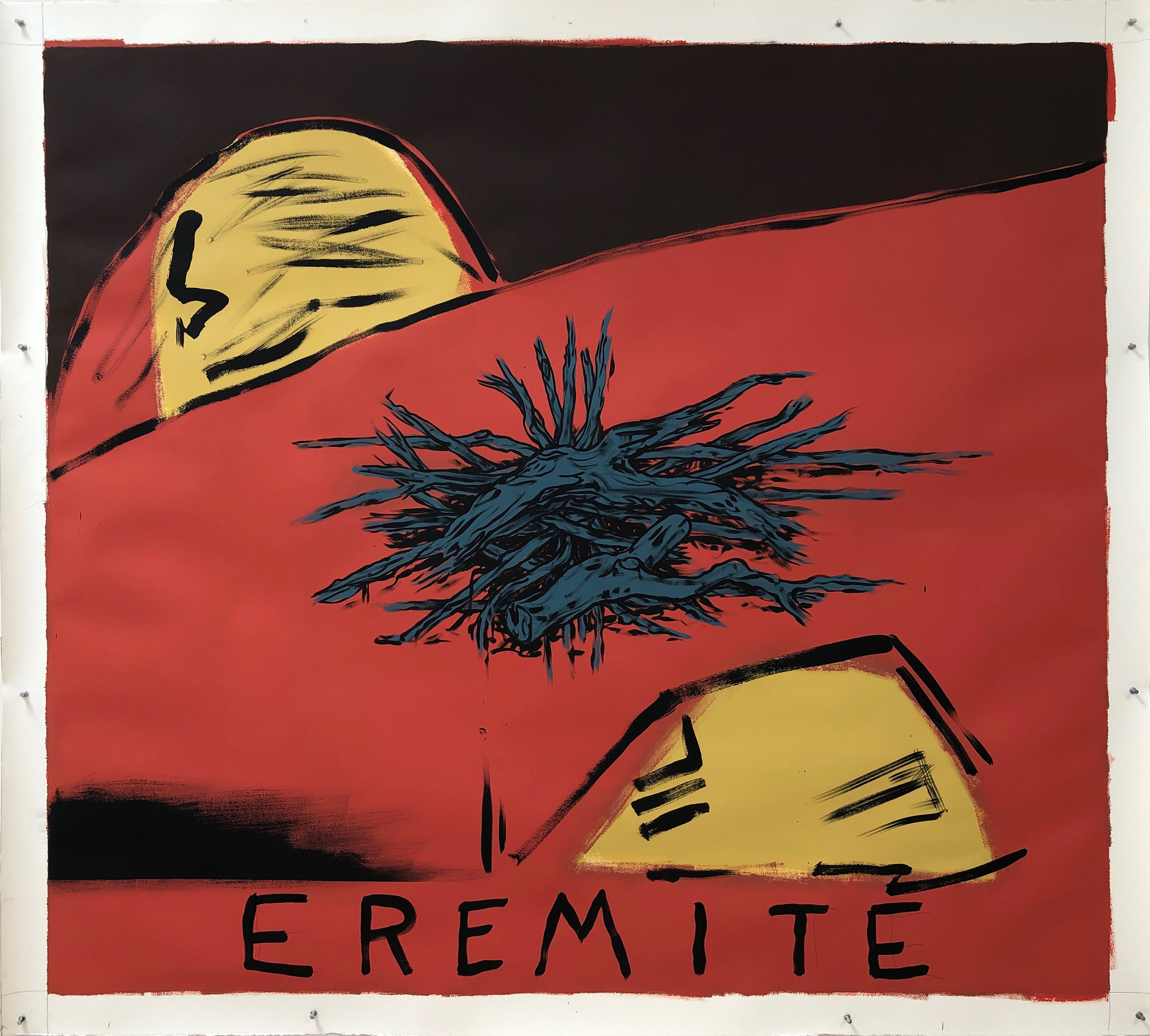    Eremite,   2019 Aqua-dispersion and gesso on paper, 60" x 68" 