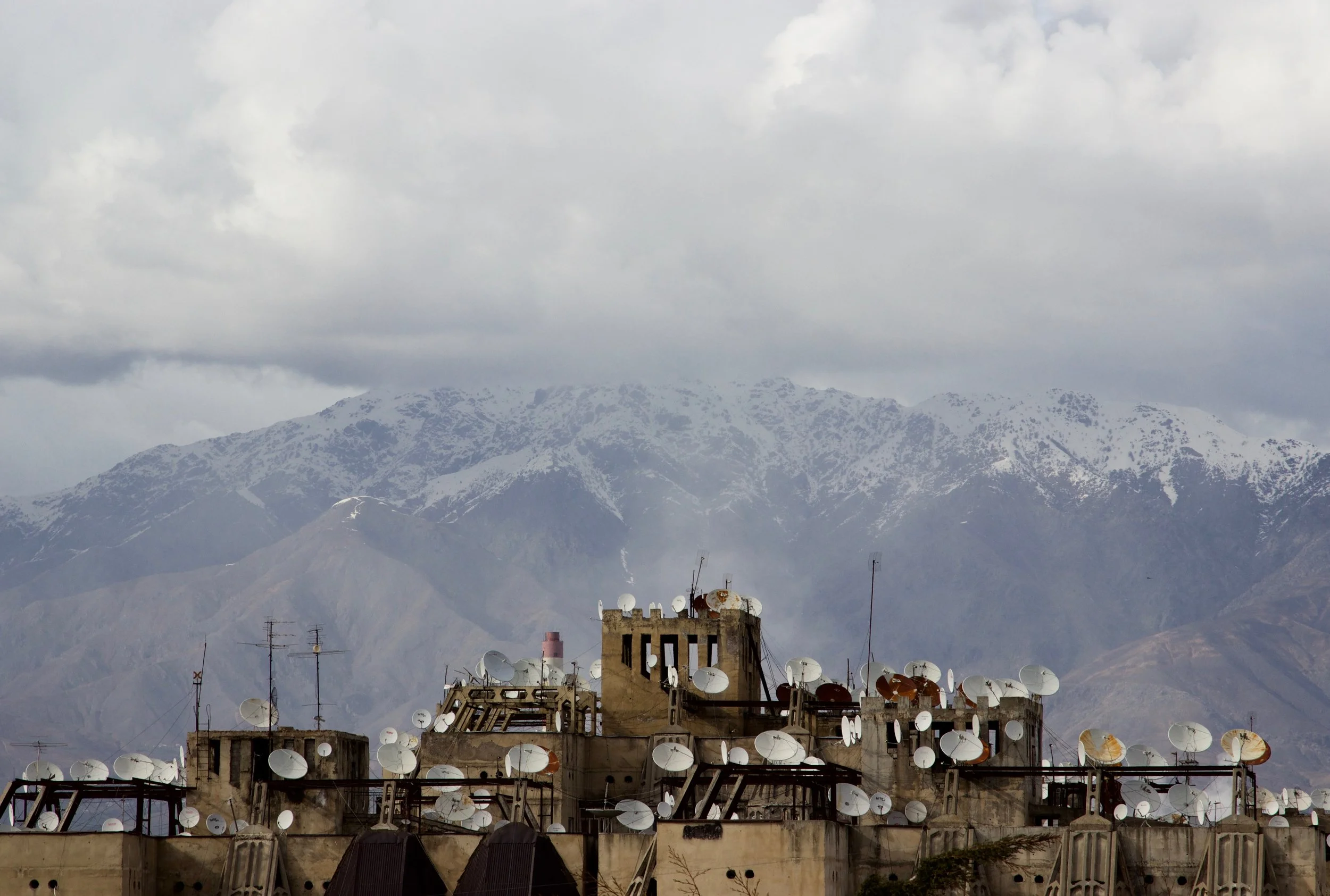 The Zarafshan Mountain Range behind Dushanbe, Tajikistan.