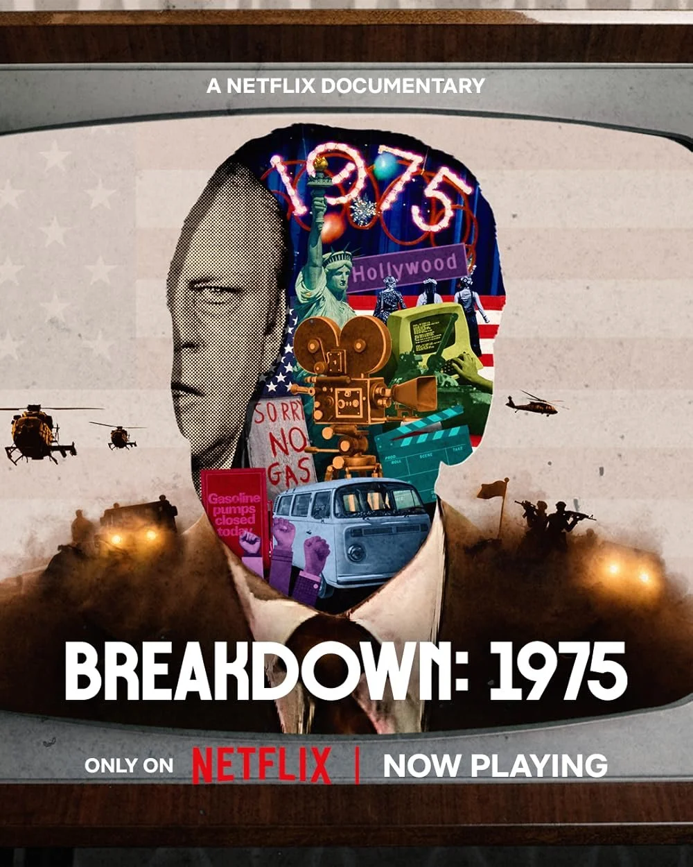   Breakdown - 1975    Assistant Editor (AVID Media Composer)   In the year 1975, America was at a crossroad in all facets of its life. Told through the movies and pop-culture of the time, a complete psychological transformation of America takes place