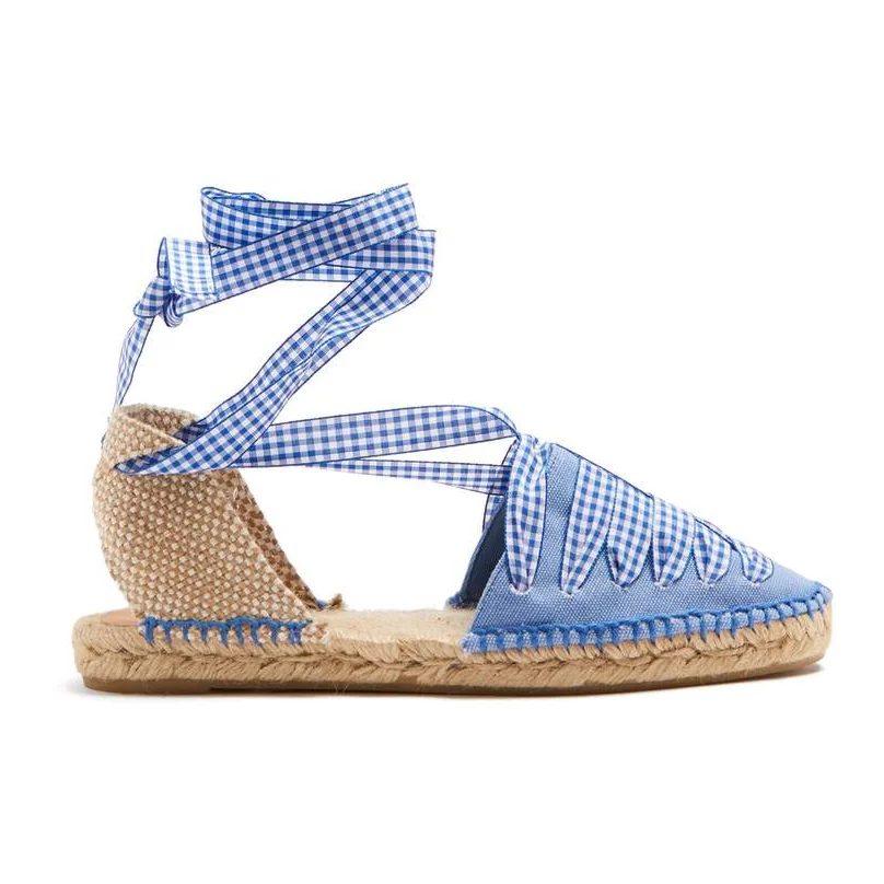 Castañer Jean Gingham-Ribbon Embellished Espadrilles