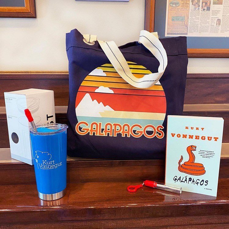 Check out that tote bag! I&rsquo;m thrilled to see my Galapagos design in the Vonnegut Library Shop. 

Repost from @vonnegut_library
&bull;
&ldquo;It is unusual for a total pessimist to be speaking at a spring celebration.&rdquo; - Kurt Vonnegut, Apr