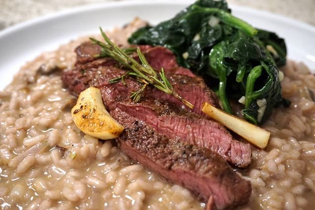 Dinner is served.

When people give you ingredients and  tools to play with, you play. -Rosemary Garlic Steak from a Cast Iron and Mushroom Risotto-

#sandc #risotto #dinner #fresh #homemade  #withlove #comfortfood #food #farmtotable #play #gettingmy
