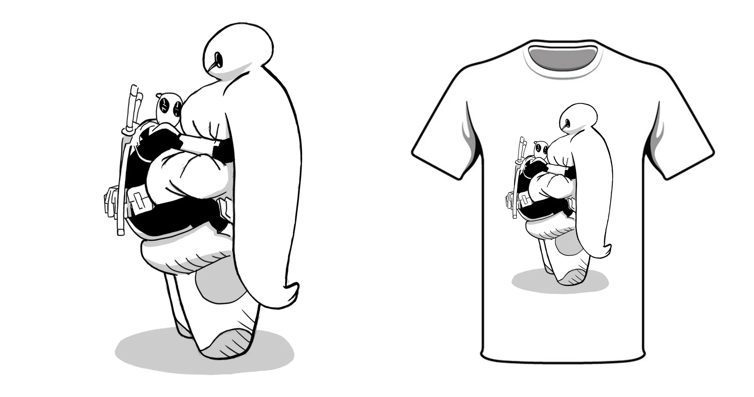Deadpool and Baymax 001 T-shirt Design