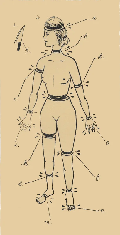 Sliced, hand drawn stone lithograph