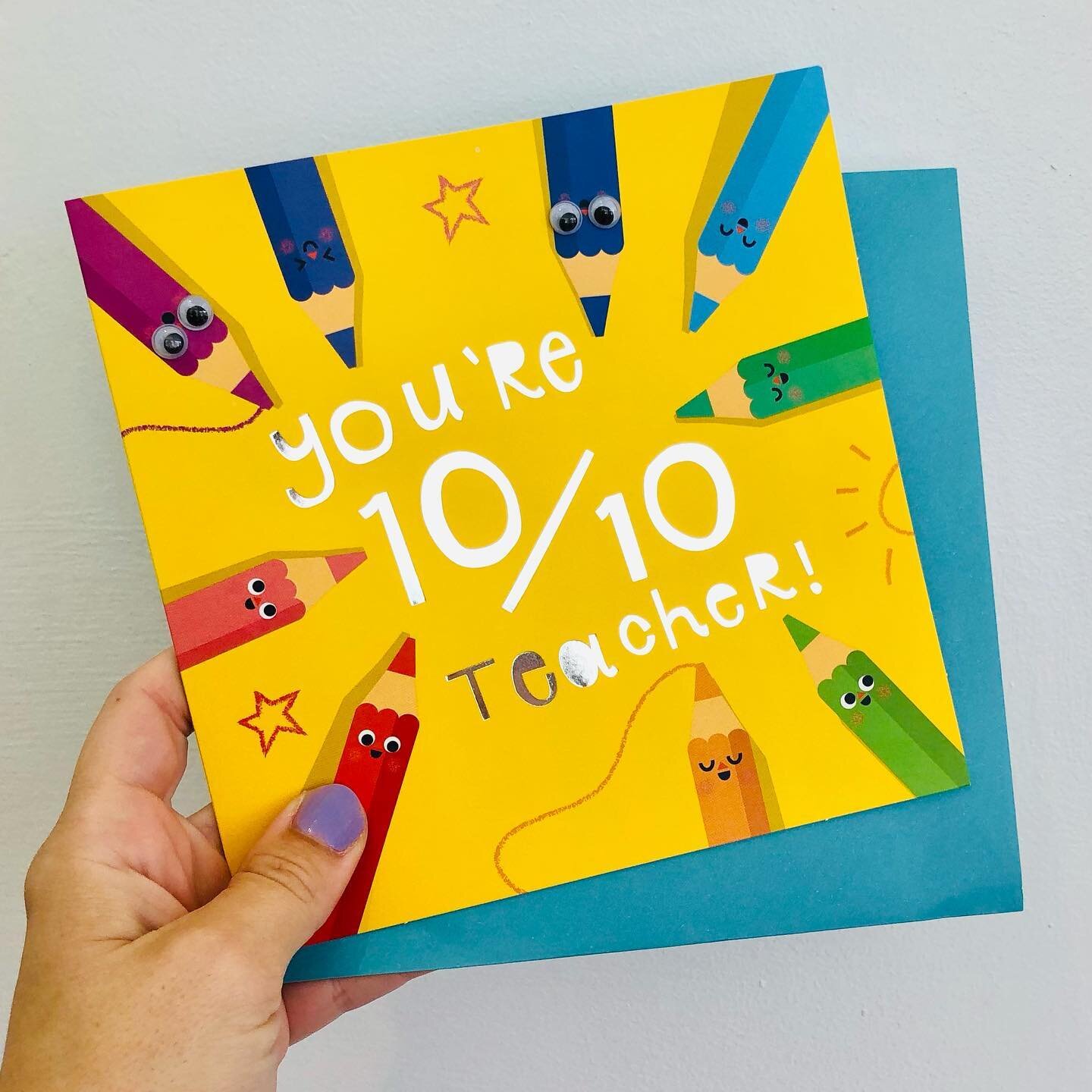 Spotted my Thank You Teacher card in @sainsburys , I love the googly eyes! 😍🍎📚✏️ #greetingcards #greetingcarddesigner #kidsillustration #kidsillustrator #thankyouteacher #cuteillustration