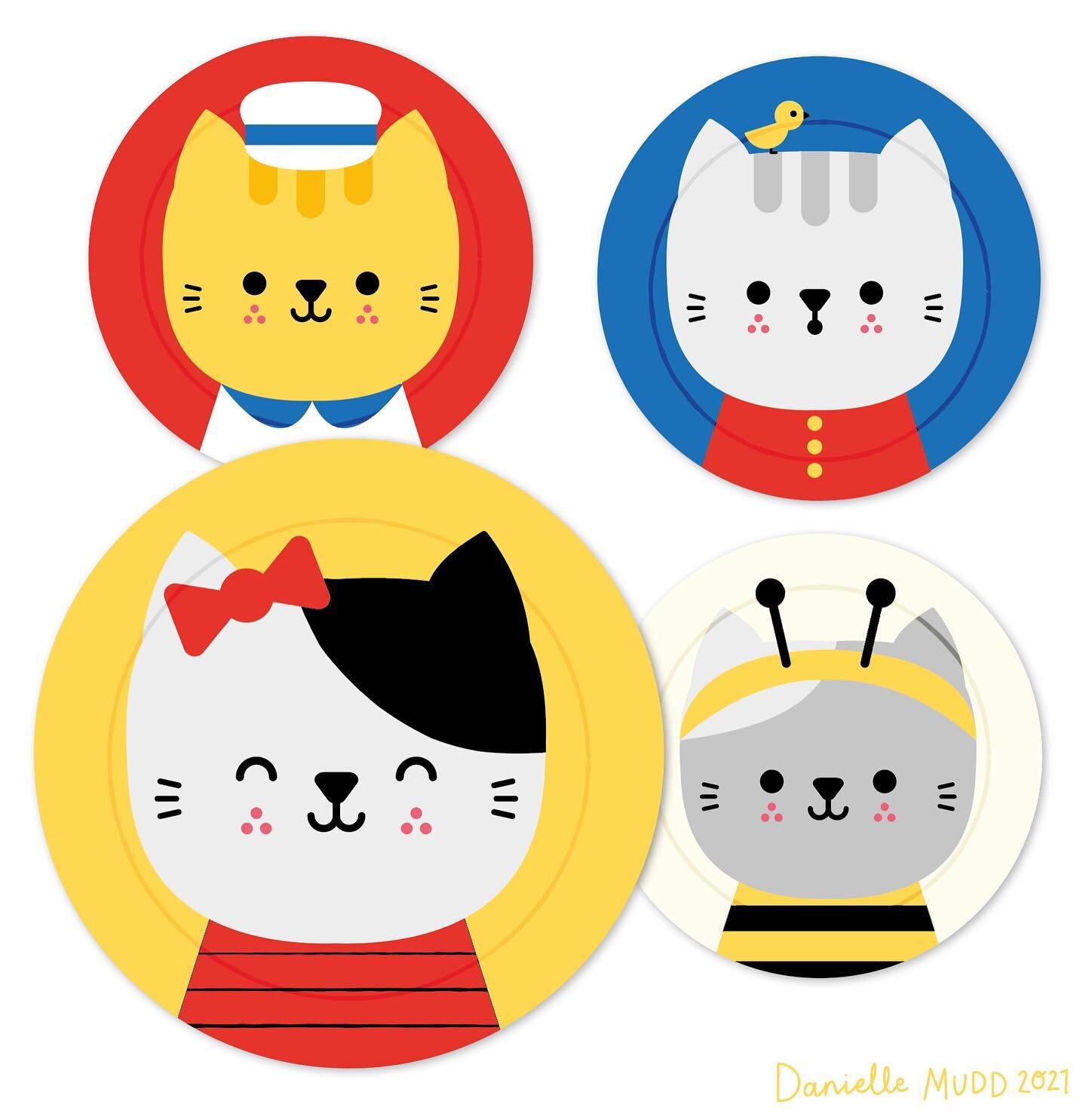 Here&rsquo;s a sneak peek of my assignment for @makeartthatsells #matstoypitch with @lillarogers and @rileywilkinson. A set of cute little cat plates which are part of &lsquo;Kitty Creperie&rsquo; a crepe cafe complete with fabric crepes and toppings
