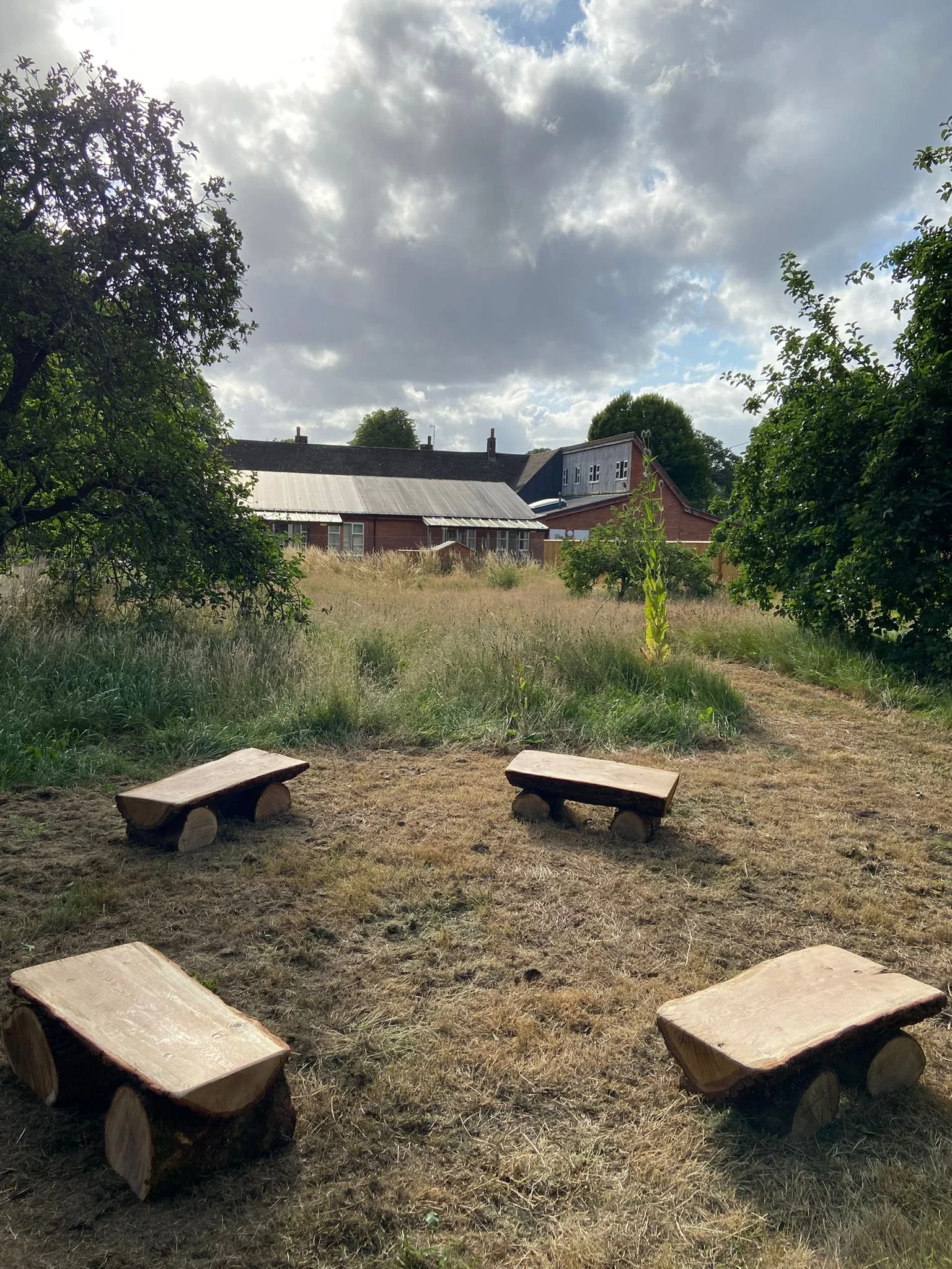 train benches made for Tiverton Primary school