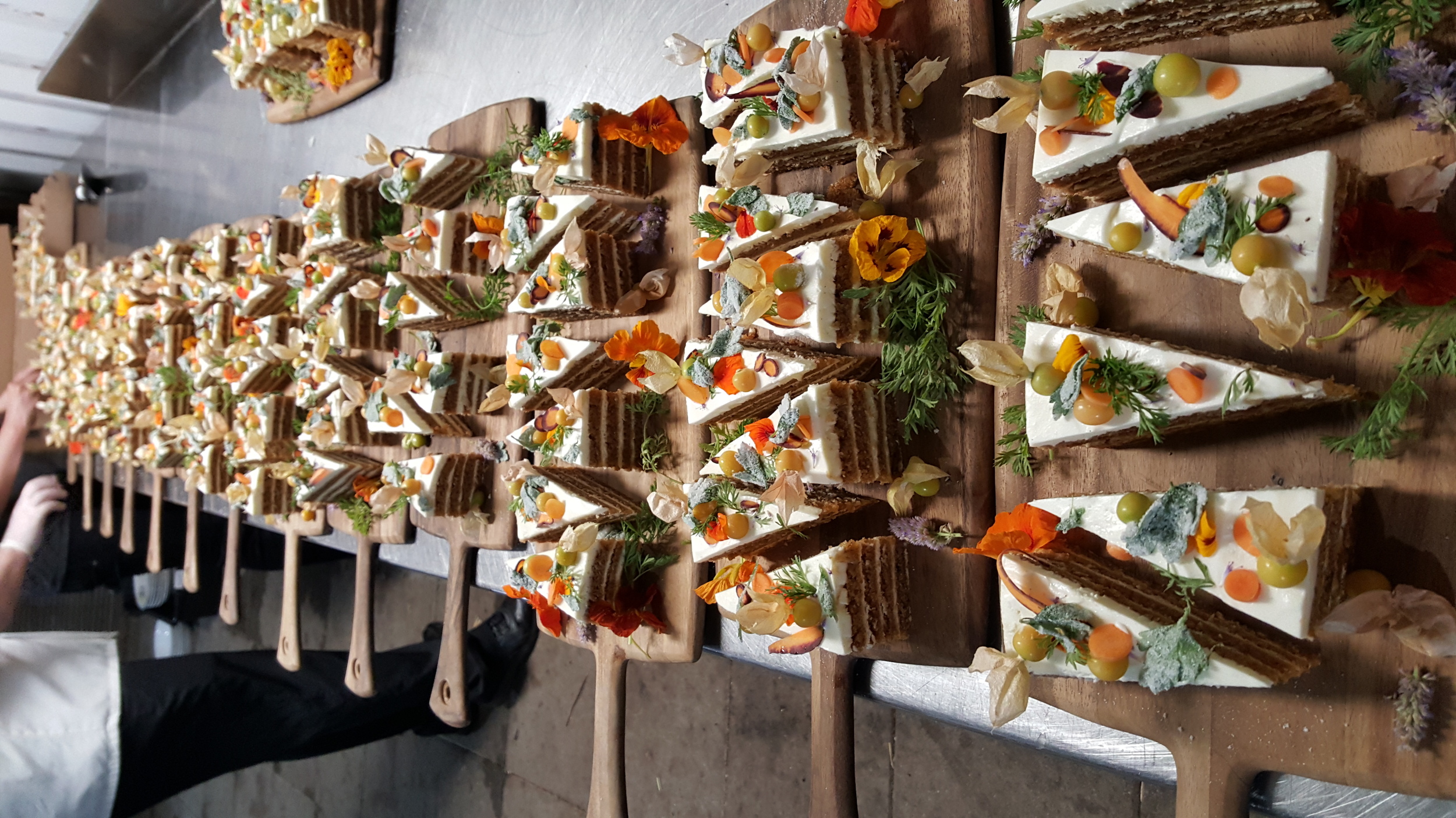 Serving dessert on the Brooklyn Grange Rooftop Farm.