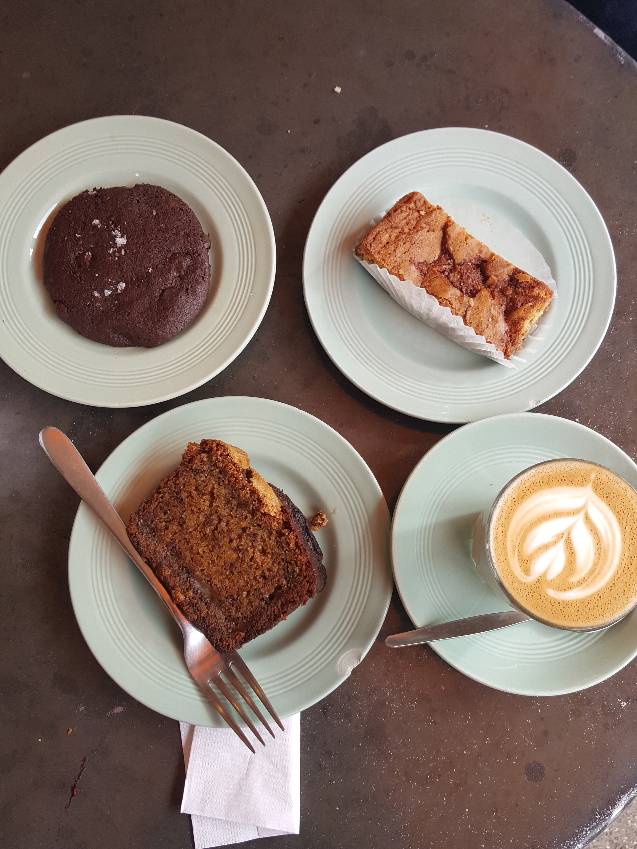 Banana Cake, Chocolate Cookie, Blondie and a coffee from Violet Cakes. Not all for me! I shared with @theboywhobakes.