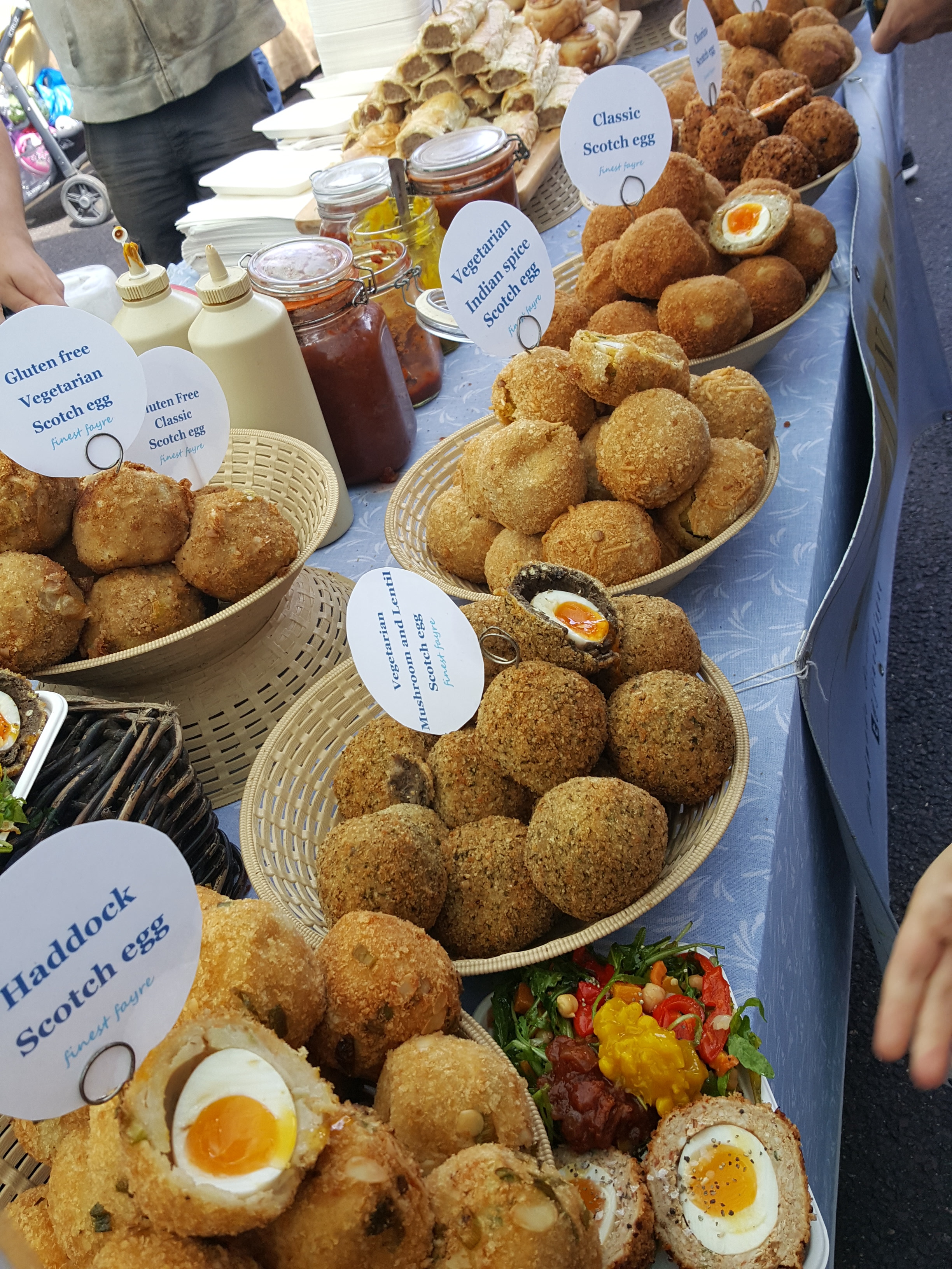 Too many Scotch Eggs at Broadway Market in Hackney.