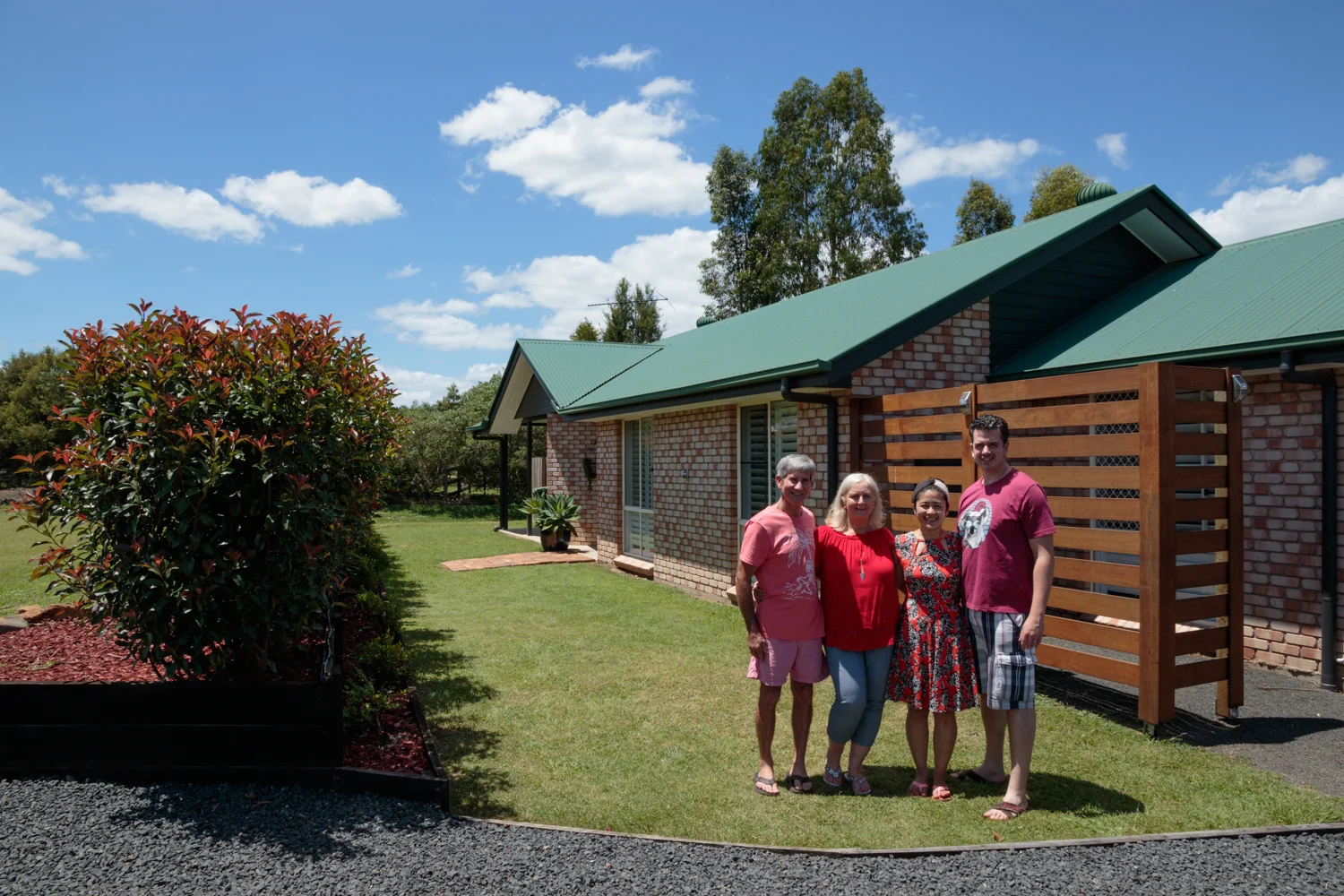 Left to right Ken, Robyne, Masae, Mark. Outside Kens and Robynes home in Australia.