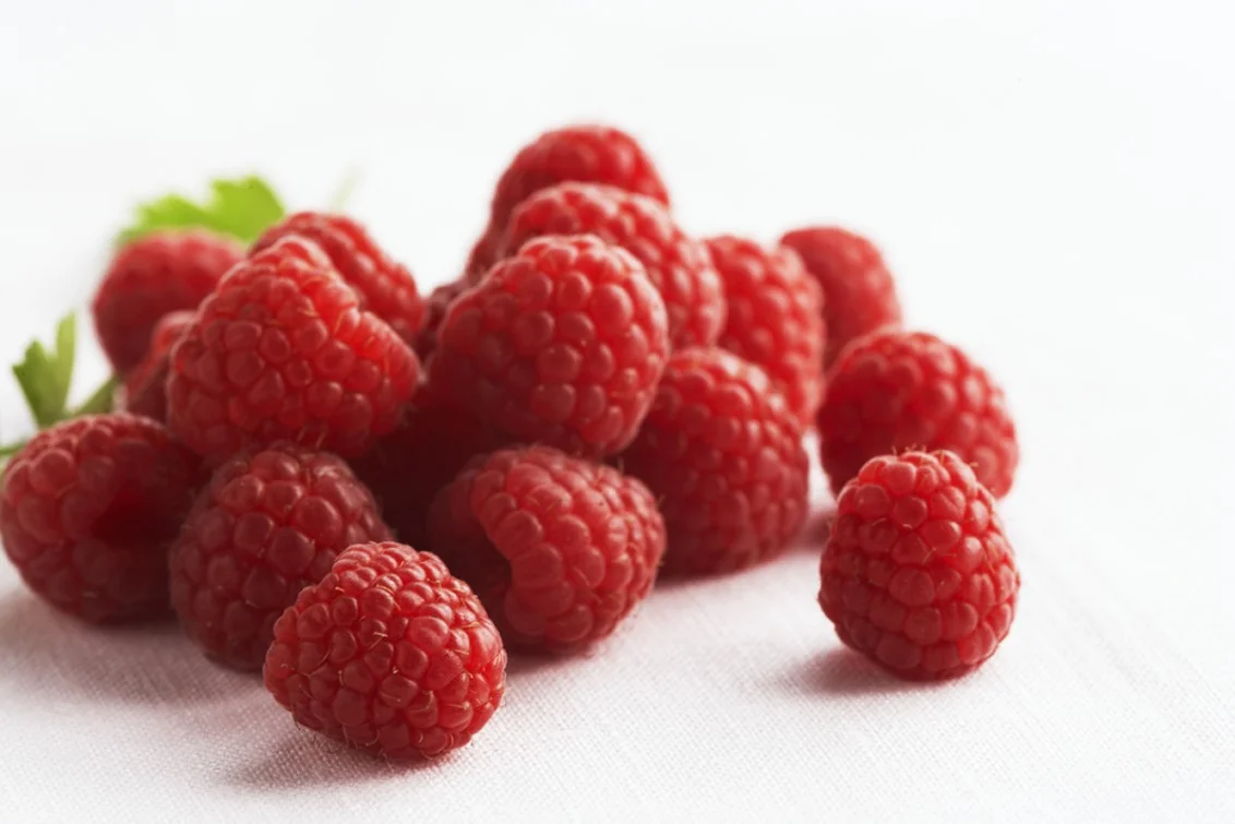 Raspberries are a strong source of Vitamin C and Fiber.