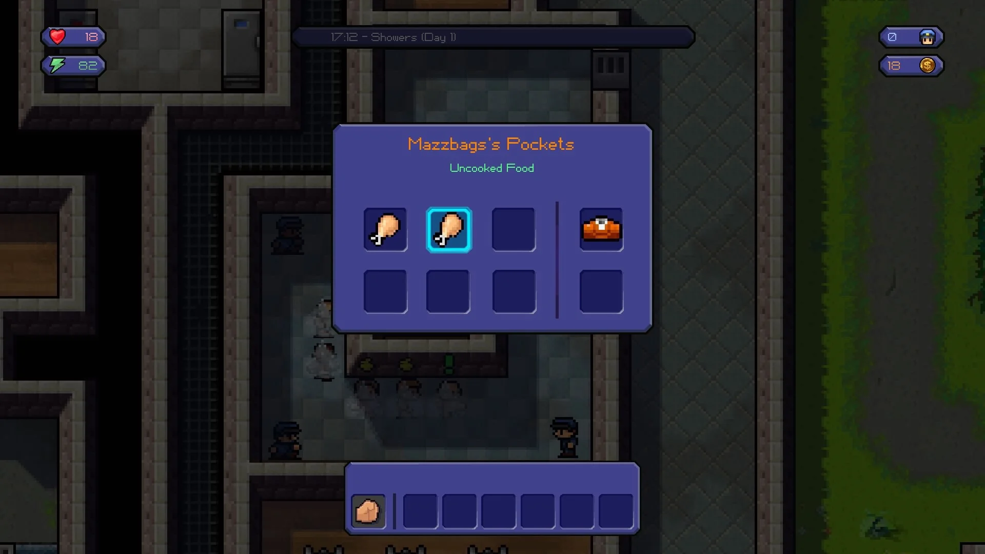 Mazzbags rolls around prison with a pocket full of chicken.