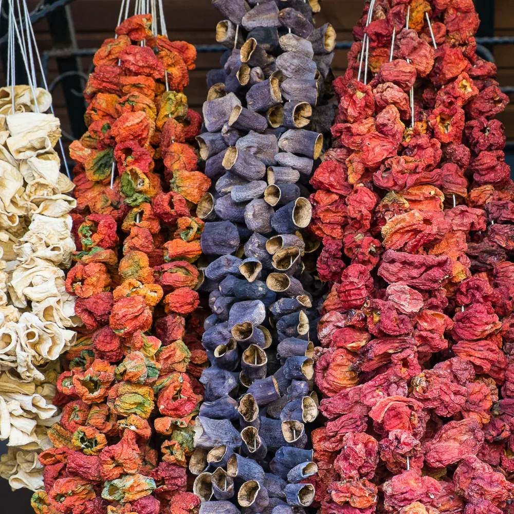 Dried eggplants and bell peppers, Antep, Turkey