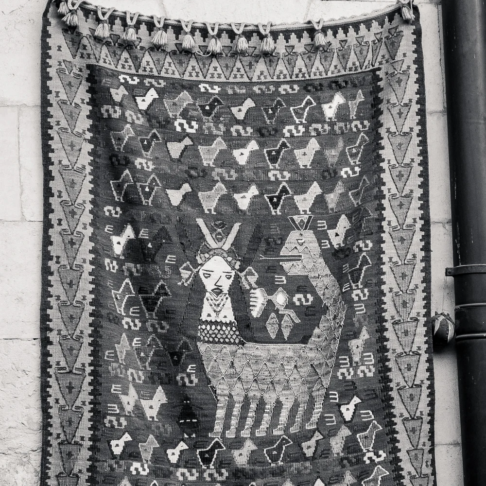 Kilim with Shahmeran, the queen of snakes in Tutun Han, Antep, Turkey