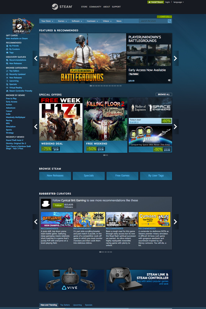 Steam Store Dashboard Redesign in 2023