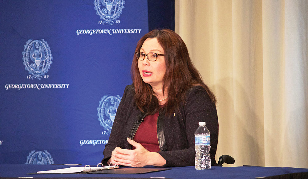 GUCD was excited to cosponsor this amazing event with the GU Lecture Fund to bring Senator Tammy Duckworth of Illinois to speak at Georgetown on the crisis with North Korea and overall Congressional attitudes toward the use of military force. Check out pictures of the board and Senator Duckworth on Twitter . (Photo: LAUREN SEIBEL/THE HOYA)