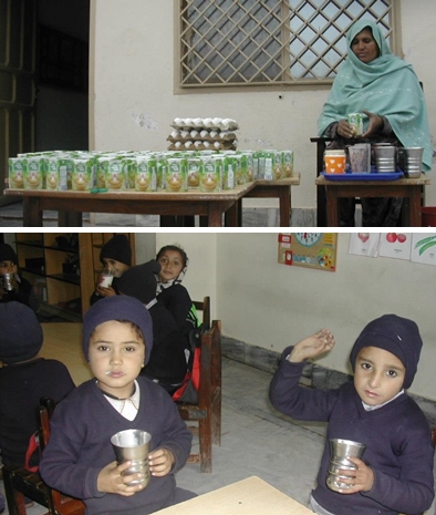 Children are given milk, eggs and fruit thrice a week