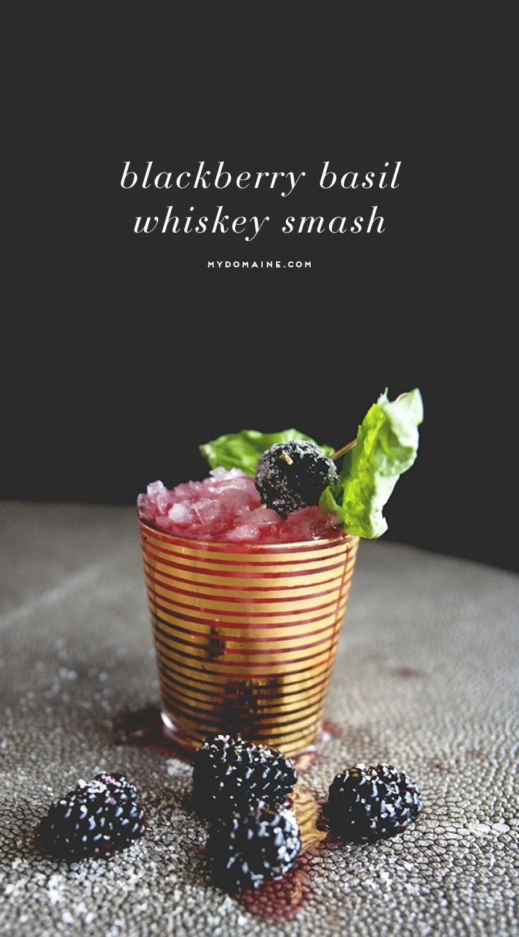 Blackberry Basil Whiskey Smash