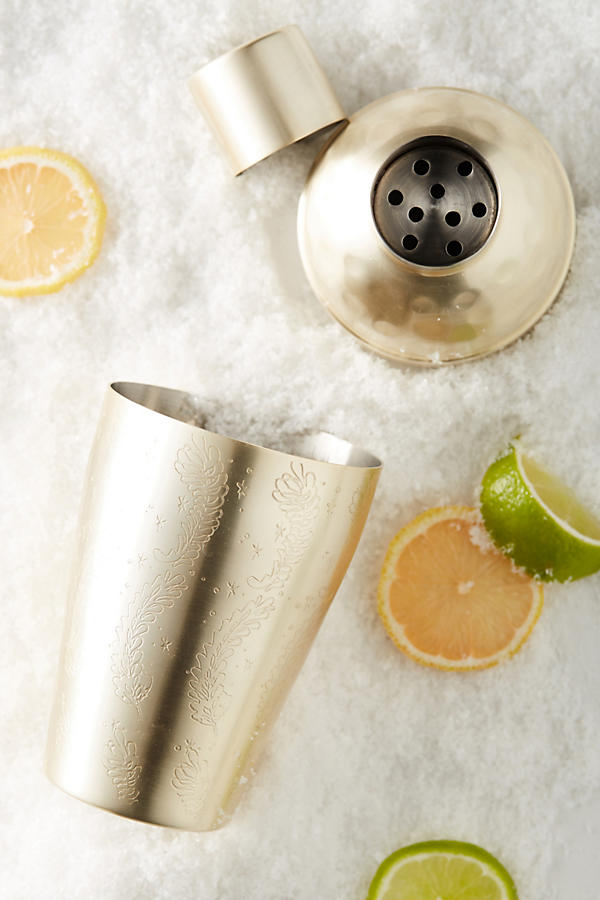 Feather-Etched Cocktail Shaker