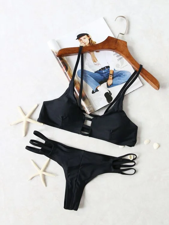 Ladder Detail Black Bikini $12