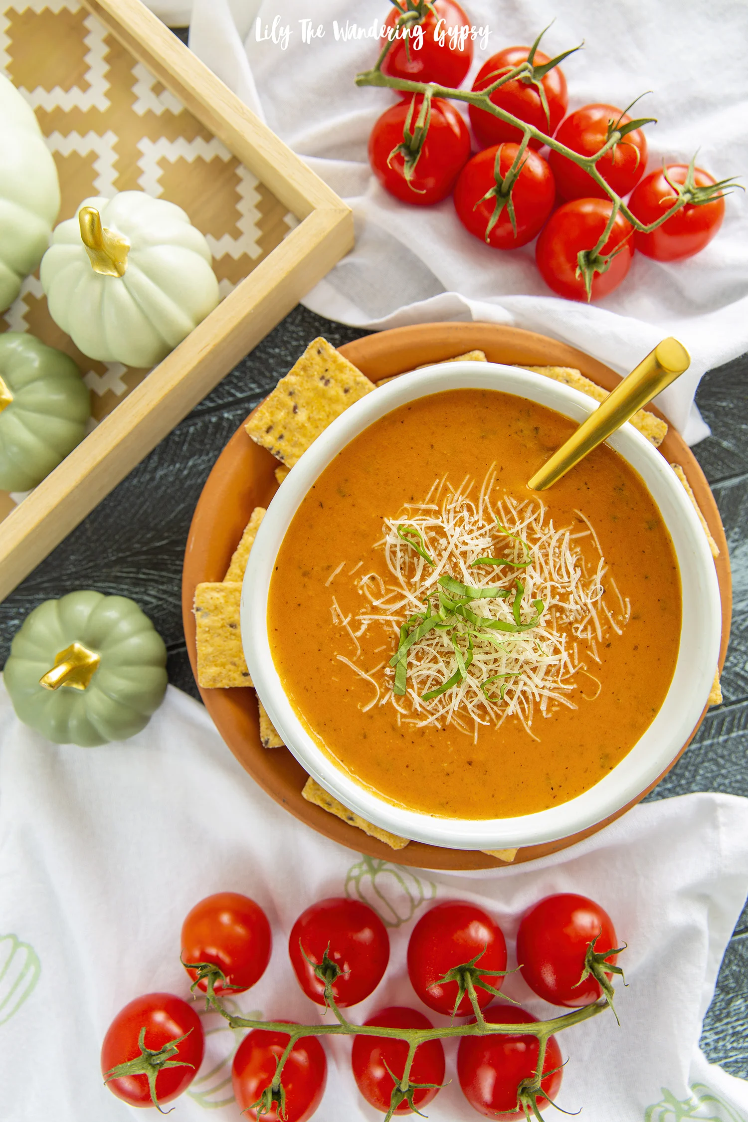 Creamy Tomato Basil Parmesan Soup Recipe Lily The Wandering Gypsy