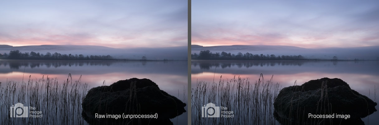 'Pure Calm', before (left) and after (right) processing