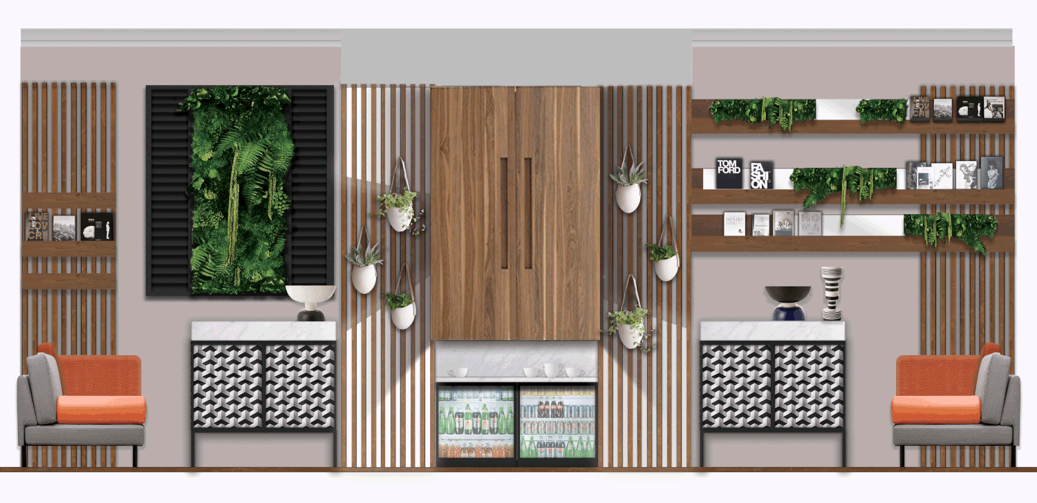 Refurbishment concept, meeting space Rome Marriott Grand Hotel Flora by HAT Design (source:www.hat-design.com) - animated colored elevation