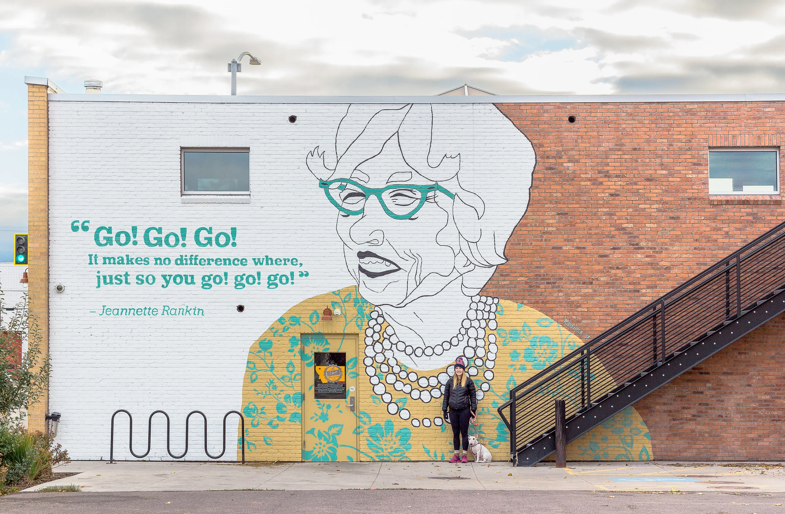 Standing by the completed mural with Dot