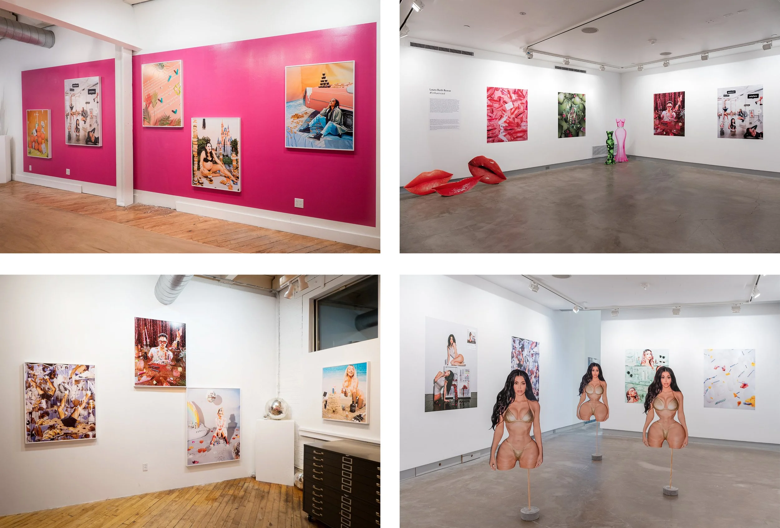   #influenced  exhibition (installation shots) Abakus Projects, Boston, MA 2023 (left top &amp; bottom) Blue Sky Gallery, Portland, OR 2025 (right top &amp; bottom) 