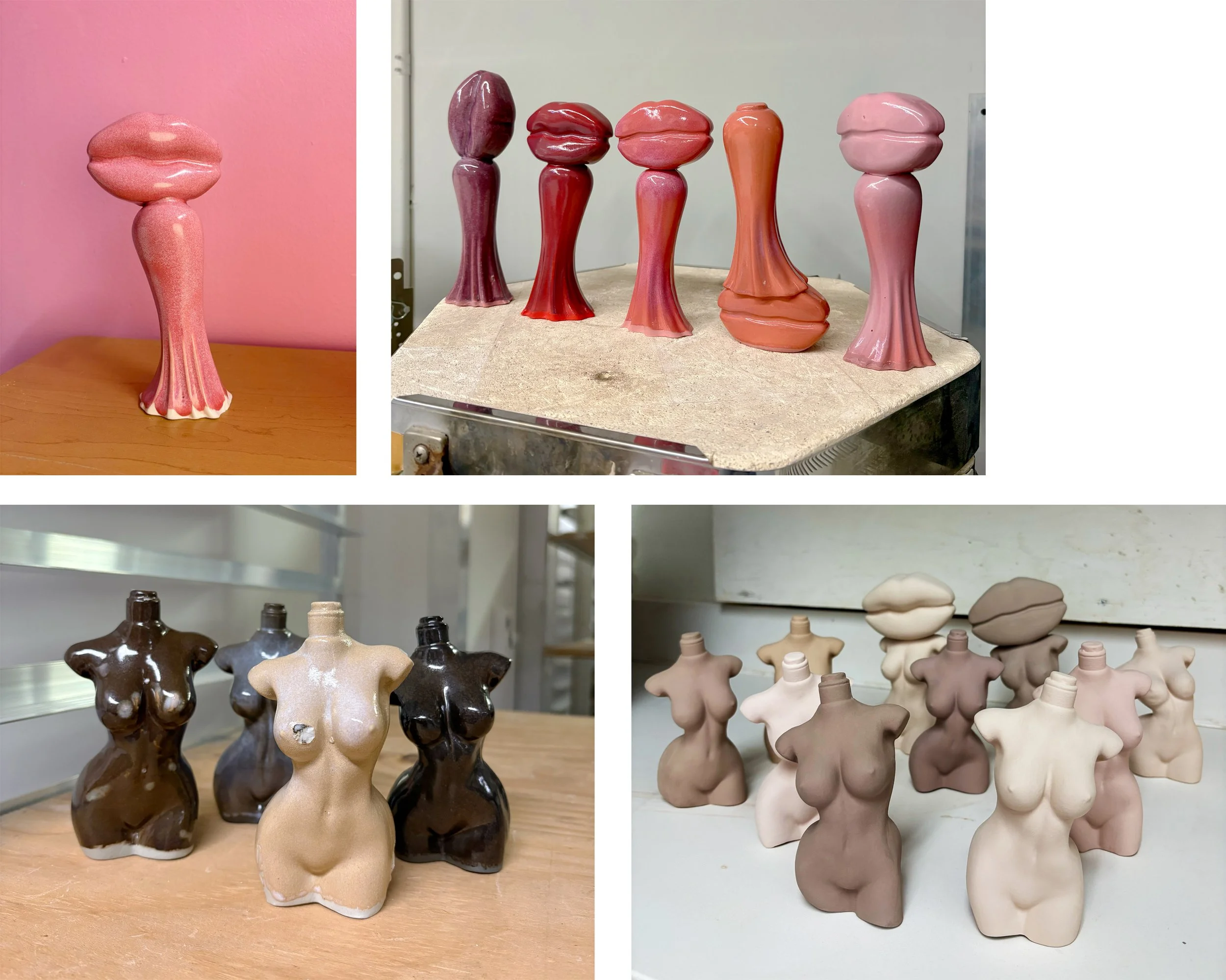  Ceramic studies Slipcast porcelain objects made from molds of celebrity perfume bottles 2025 