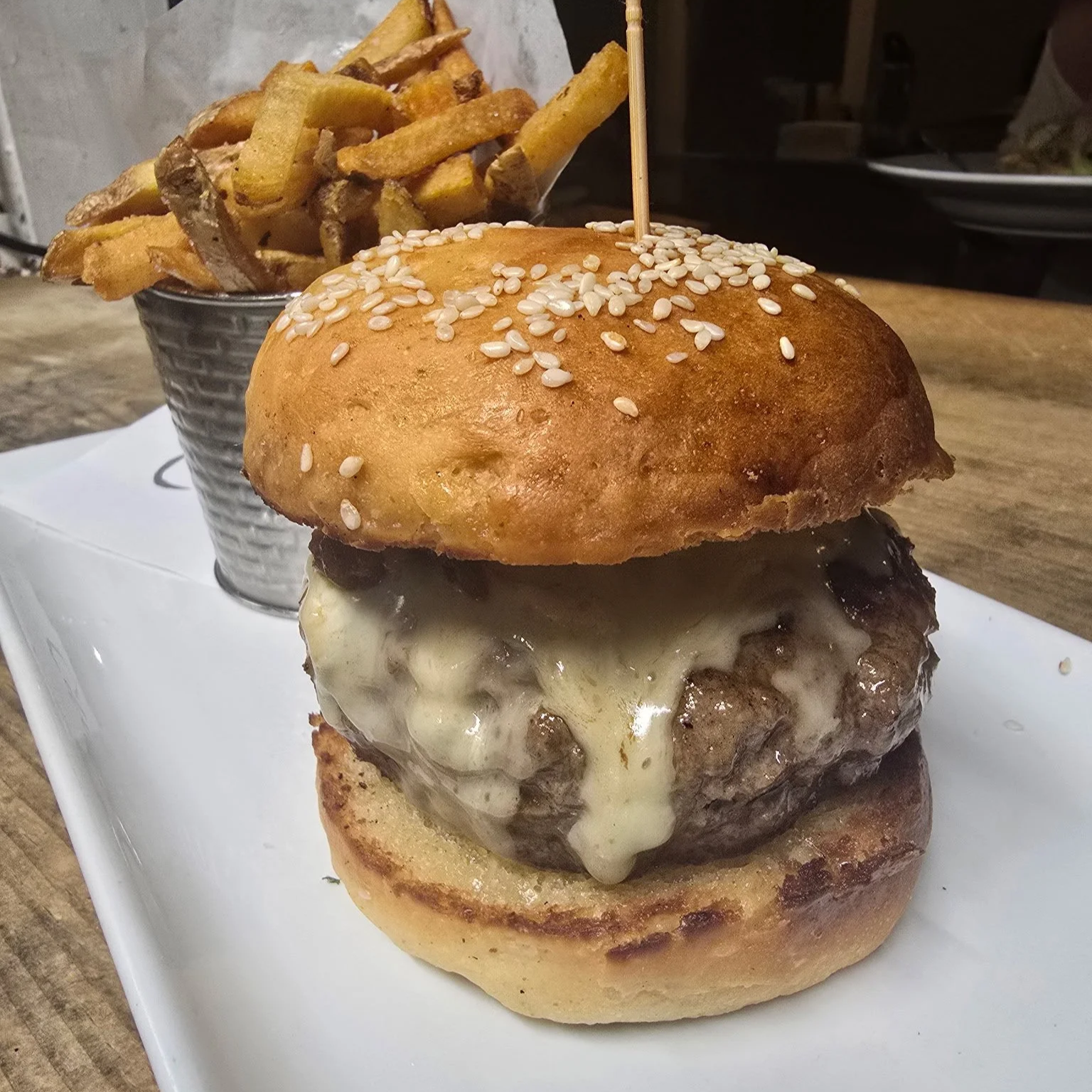 Beef Bone Marrow Burger, Fresh Baked GF Brioche