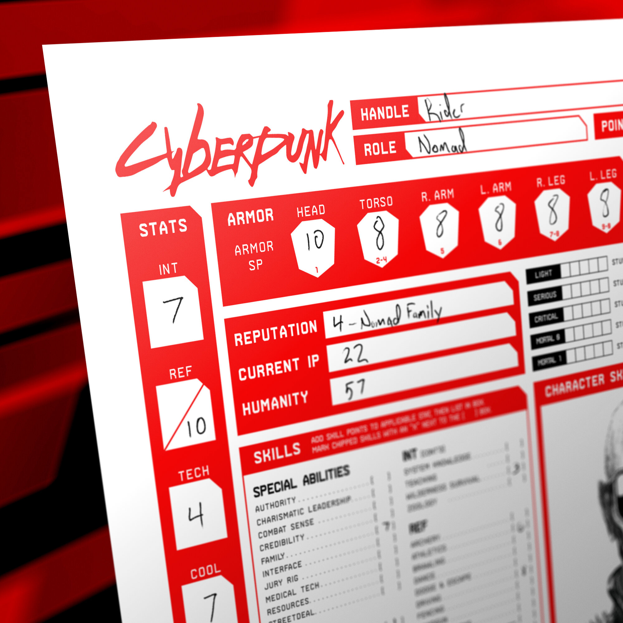 лист персонажа cyberpunk red фото 15
