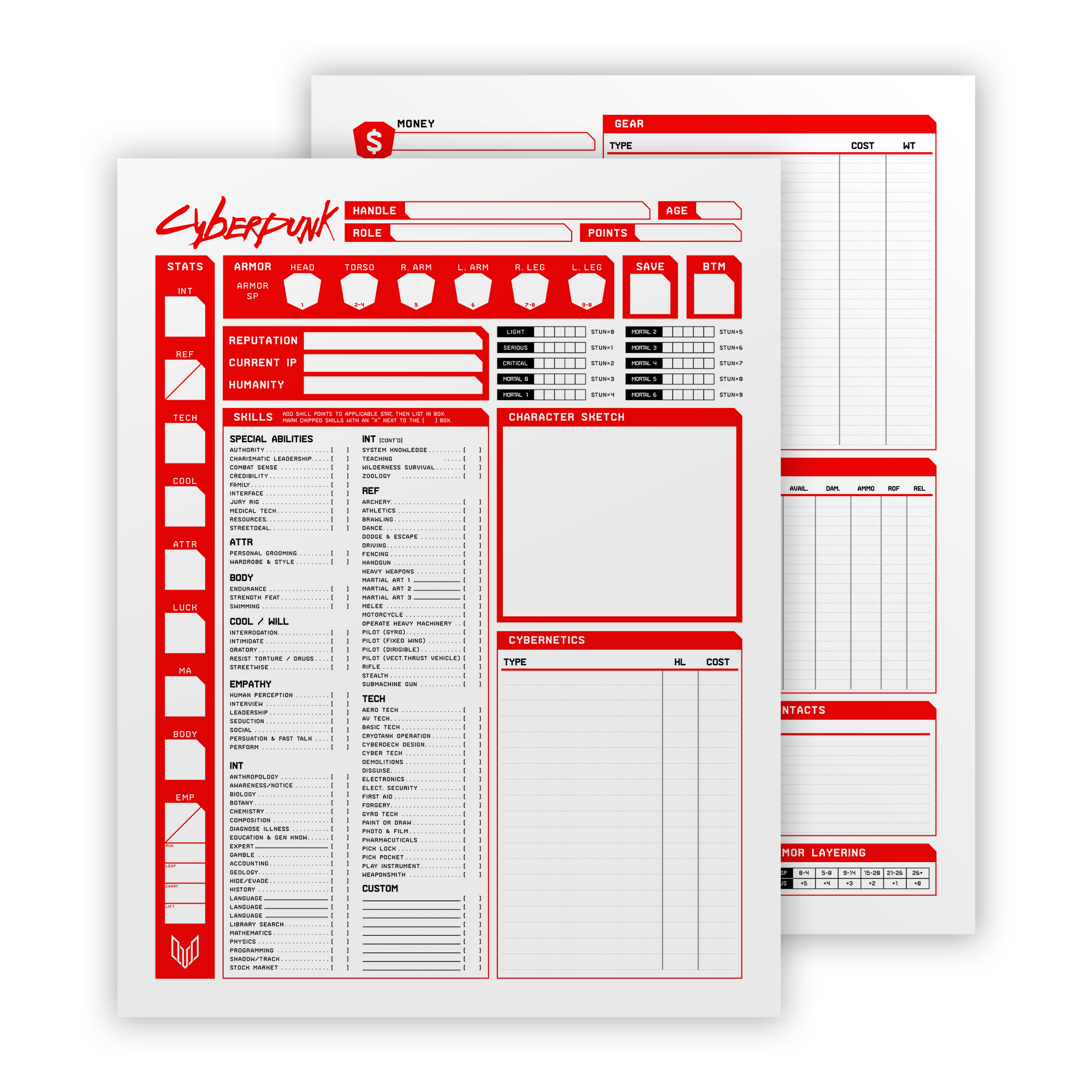 Cyberpunk Character Sheet — Valency Graphics Cyberpunk Character Sheet — Valency Graphics
