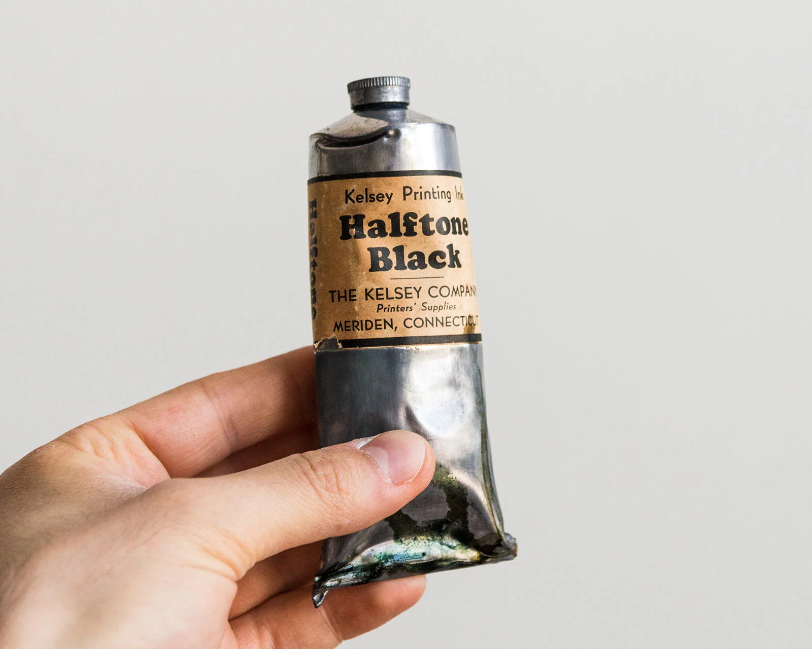 Kelsey letterpress printing halftone black ink tube