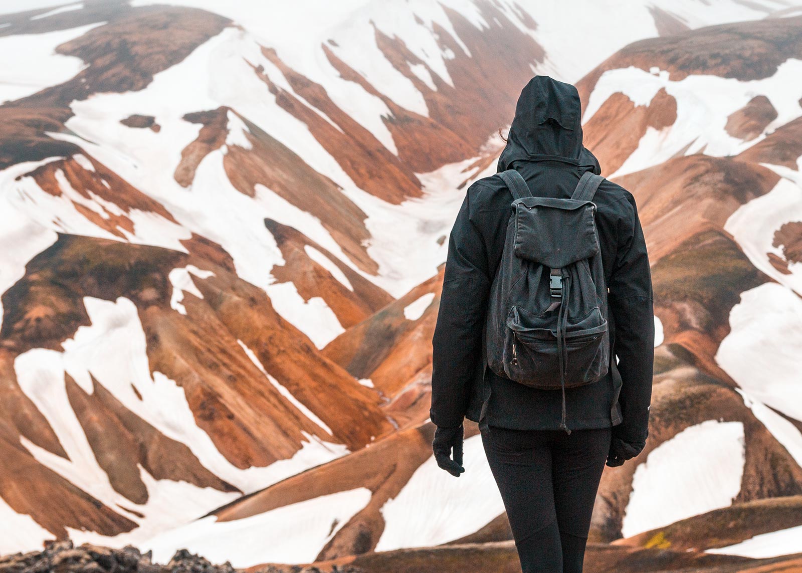 Hiking Landmannalaugar in the Snow