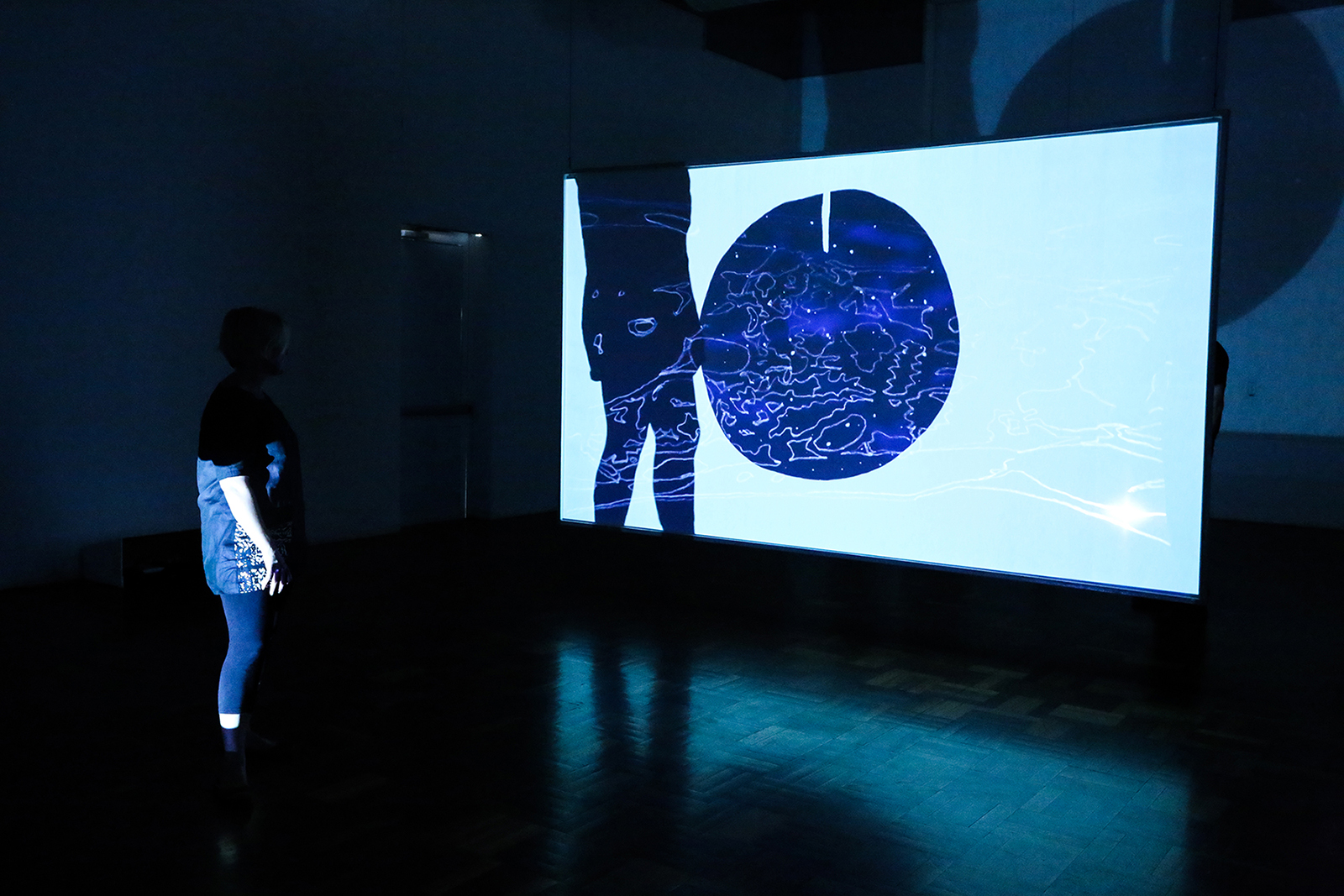 Eclipse, 2017, double-sided projection, dimensions variable. Installation view, ANU School of Art & Design, Canberra.