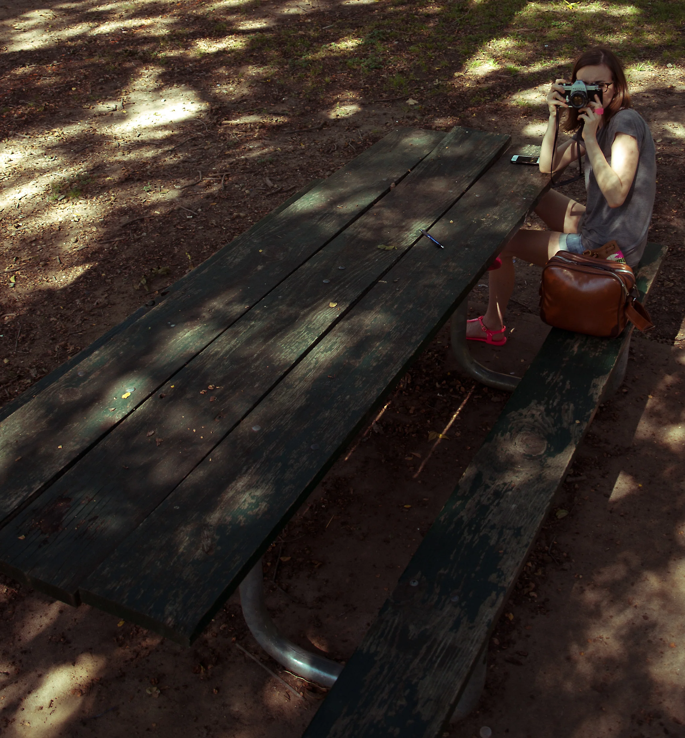   fall-1-2014-pink-shoes-at-a-park-bench  
