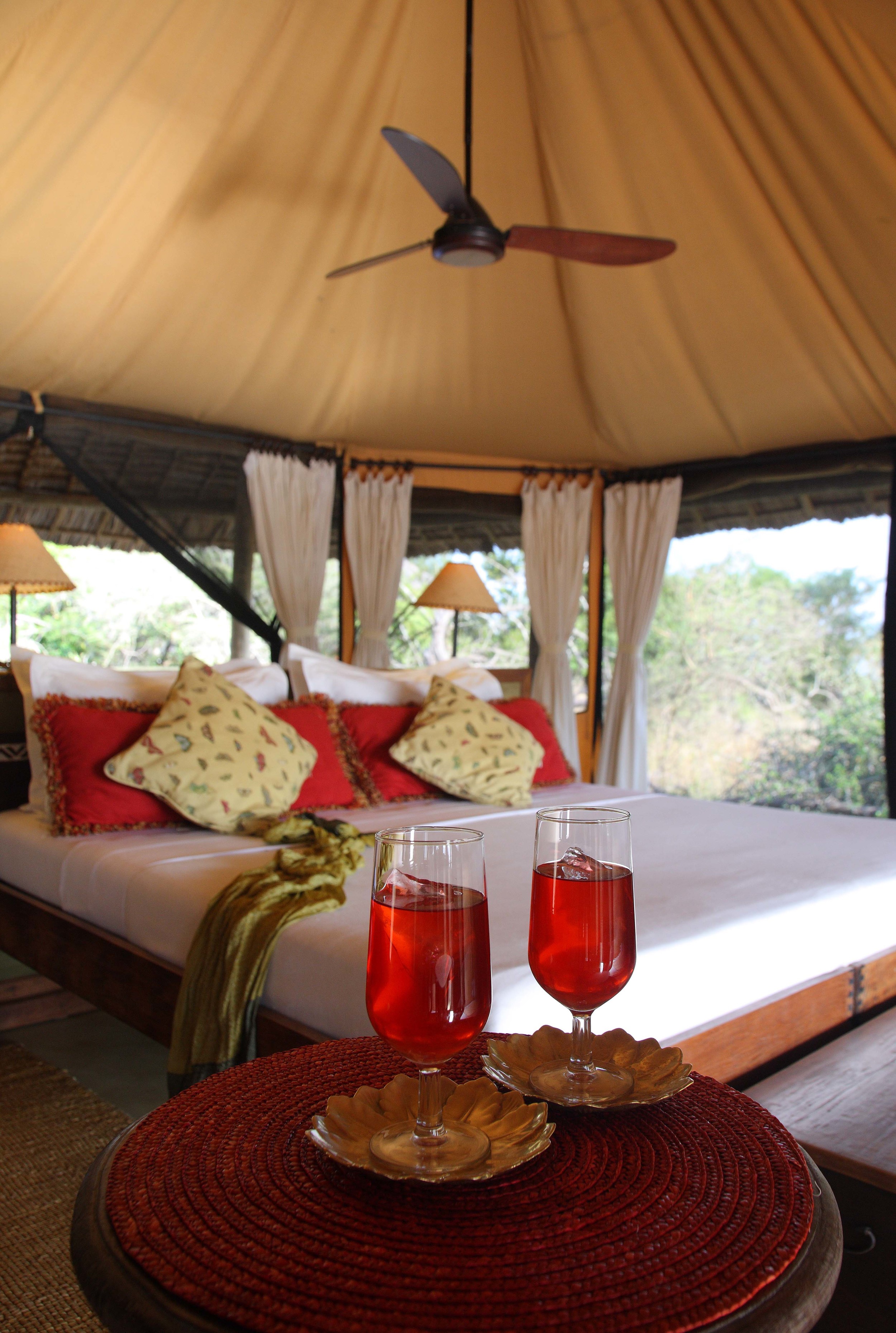Airy tents complimented by overhead fans in Siwandu.jpg