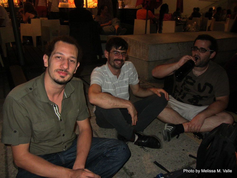 7.7.14 Vienna, Austria-wining it up in Museum Quartier after Amin lecture (18).JPG