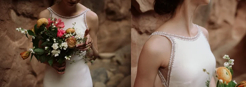 Bride wears minimal and sophisticated gown at her elopement