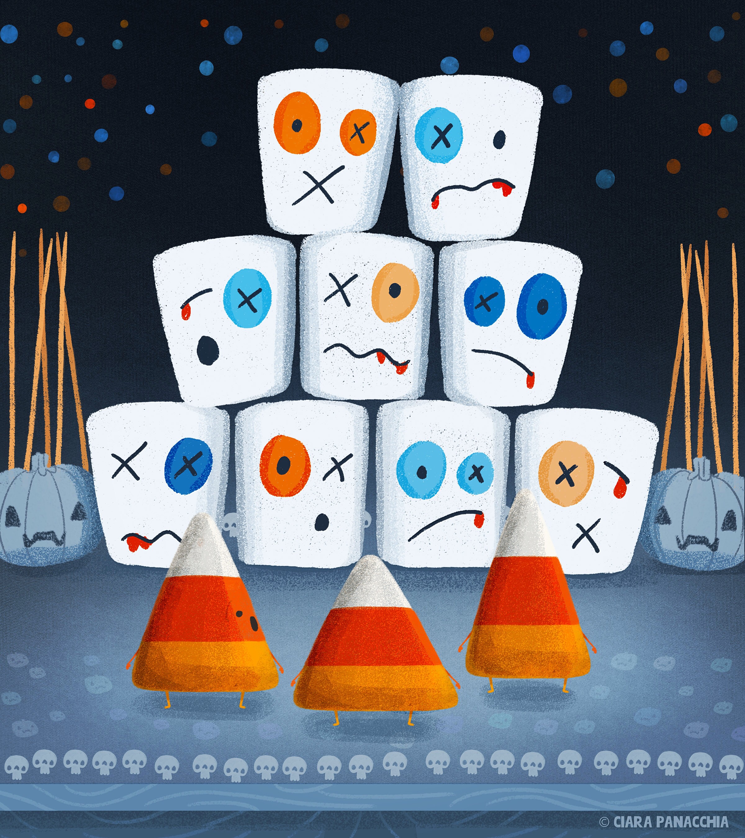 Marshmallow zombie wall of doom.