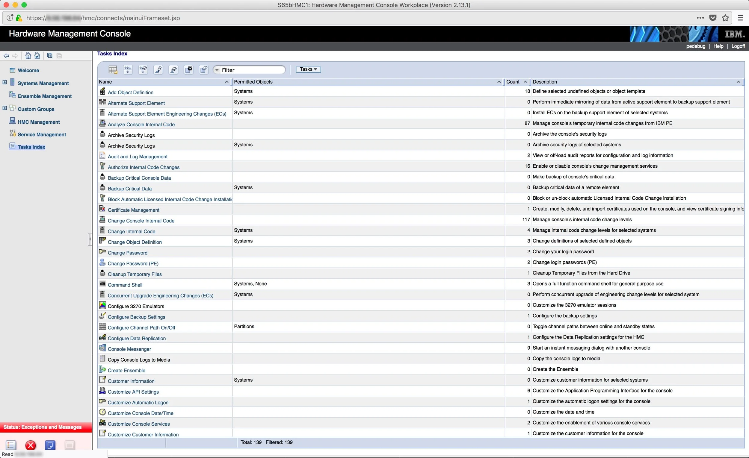 The Tasks Index of the old design forced users to scroll through a list of up to 156 tasks to find the few they actually use.