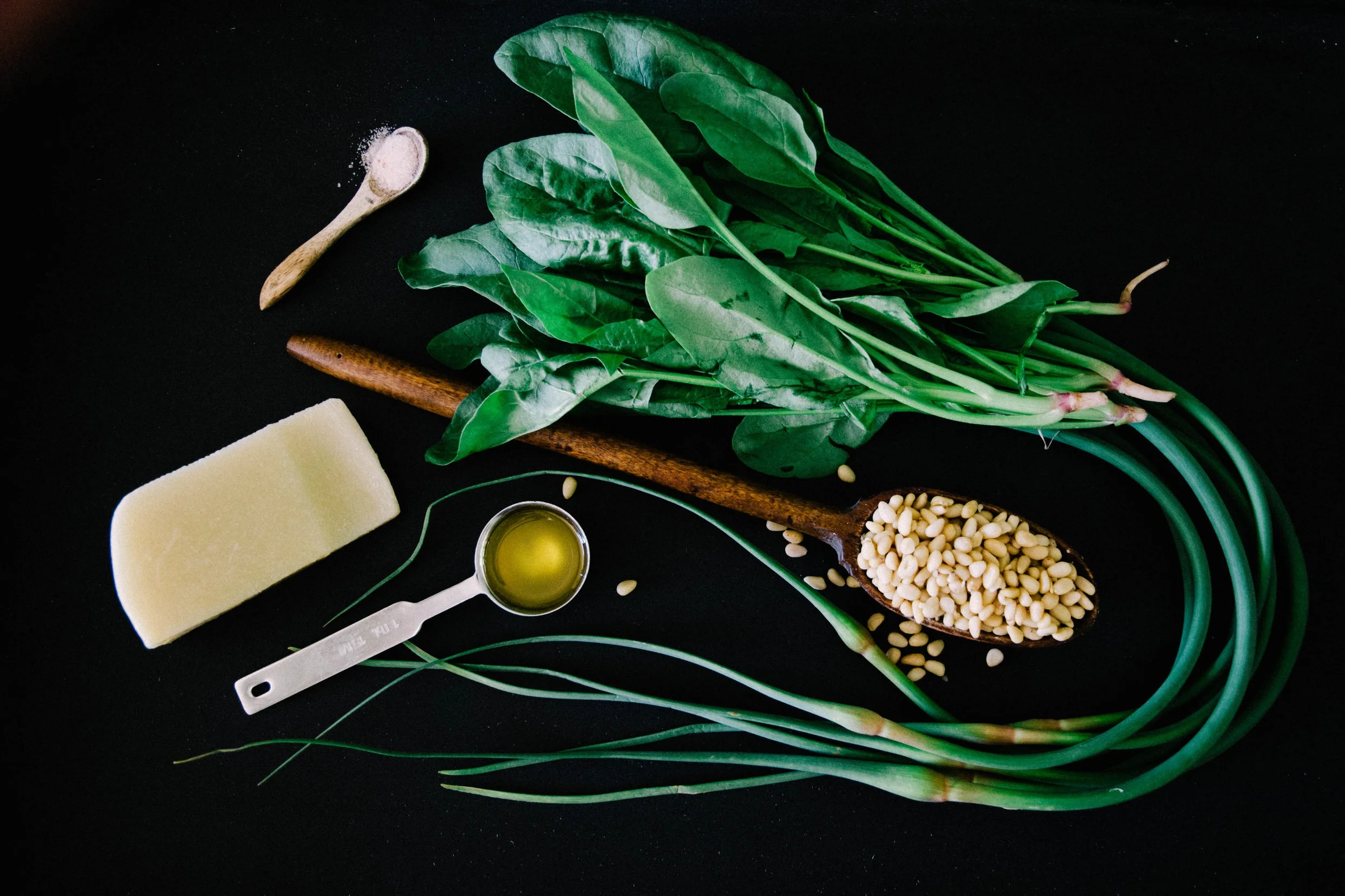 Spinach, Garlic Scape Pesto