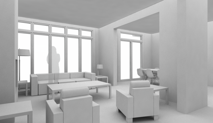 Formal Living toFormal Dining Room Rendering